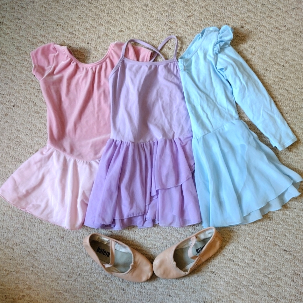 Ballet dance leotards and shoes